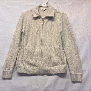 Barefoot Dreams  CozyChic Lite Women's Full Zip-Up Jacket Small Cream White